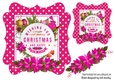 lovely toppers with pink poinsettia border and christmas greetings 7x7