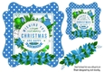 lovely toppers with blue poinsettia border and christmas greetings 7x7