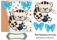 Cute kitty playing with wool blue bows 7x7
