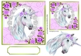pretty unicorn with lilac roses on lace 7x7