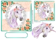 pretty unicorn with peach roses on lace 7x7