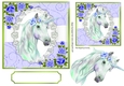 pretty unicorn with blue roses on lace 7x7