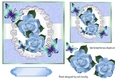 Pretty blue roses on lace with butterflies 7x7