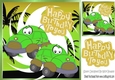 green toony cars in tropical 8x8 frame