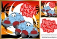 blue toony cars in tropical 8x8 frame