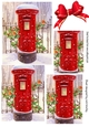 Lovely red post box in the snow with robins pyramids