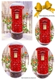 Lovely red post box in the snow with robins oval pyramids