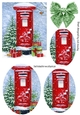 Lovely red post box in the snow with gifts oval pyramids