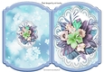 Pretty water colour flowers (blue) on lace folded quick card