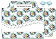 Pretty water colour flowers with lace (blue) on tote gift bag