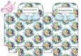 Pretty water colour flowers (blue) with bow small gift bag