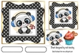 cute panda in polkadot 7x7 frame with cupcake