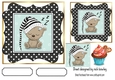 cute sleepy bear in polkadot 7x7 frame with cupcake