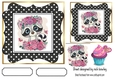 cute raccoon in polkadot frame with cupcake  7x7
