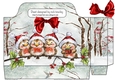Cute robins in santa hats in a snow woodland tote bag