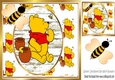 lovely pooh bear with his honey pots and bumble bee 8x8