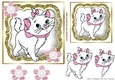 Cute white kitty with pink flowers 7x7 (three)