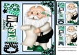 Santa christmas window card front with poinsettias  8x8