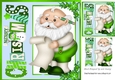 Santa green christmas window card front 8x8
