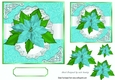 Pretty turq poinsettias on lace corners toppers 7x7