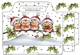 Cute Robins in santa hats singing with gold stars tote gift bag