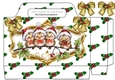 Cute Robins in santa hats singing with gold bows tote gift bag