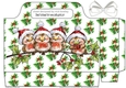 Cute Robins in santa hats with holly and white bow tote gift bag