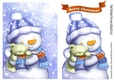 Lovely snowman cuddling bear A5 (two)