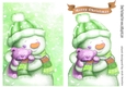 Lovely snowman cuddling bear A5 (three)