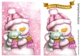 Lovely pink snowman cuddling bear A5 (four)