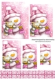 Cute pink snowman with teddy bear with ruffle border (pyramids two)