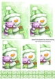 Cute green snowman with teddy bear with ruffle border (pyramids (four)