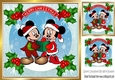 Lovely mickey/minnie mouse singing snow scene with holly 8x8