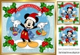 Lovely mickey with baubles snow scene with holly 8x8