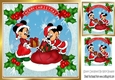 Lovely micky/minnie in santa suits snow scene 8x8 with holly 8x8