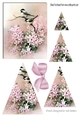 Pretty birds on a branch with pink flowers triangle pyramids