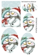 Lovely snowmen cuddles oval pyramids