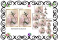  4 Pretty birds on a branch with pink flowers toppers/pyramids mini kit
