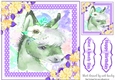 Cute water colour purple, Donkey with flowers 8x8