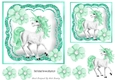 Pretty turq Unicorn with flowers 7x7 with topper