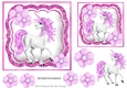 Pretty pink Unicorn with flowers 7x7 with topper