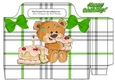 Cute teddy bear with birthday cake green bows tote bag