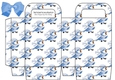 cute little winter blue bird with bow, small gift bag