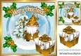 Santas gnome helper with present and holly 8x8 (four)