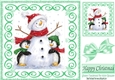 Lovely snowman with cuddle penguins scroll frame 8x8
