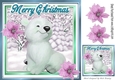 Cute white polar bear in the snow 8x8 (pink)