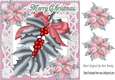 Pretty silver holly with bow/lace and poinsettias 8x8