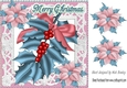 Pretty blue holly with bow/lace and poinsettias 8x8
