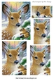 Pretty deer with chipmunk in the snow pyramids