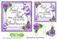 Pretty FRIENDSHIP verse with purple roses and butterflies 7x7